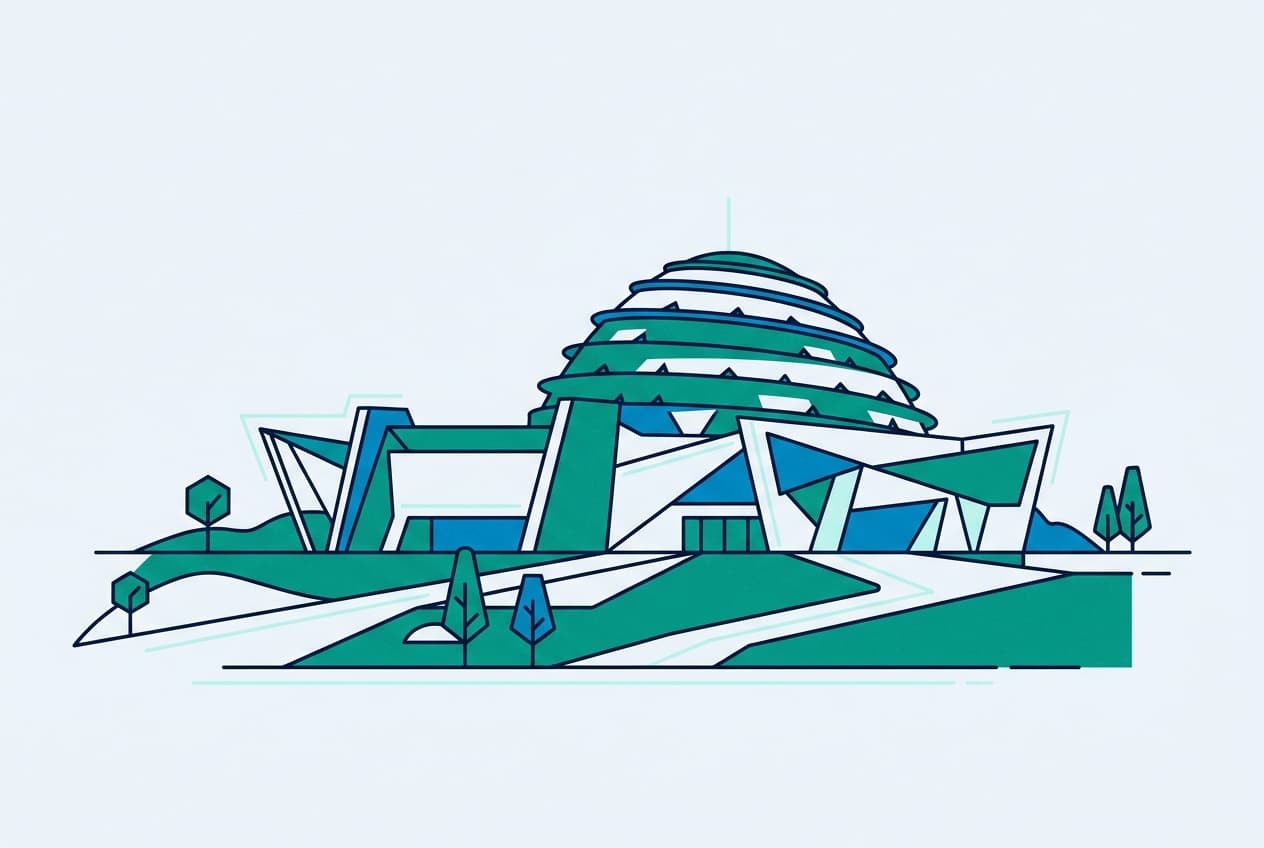 Flat illustration of Kigali Convention Centre